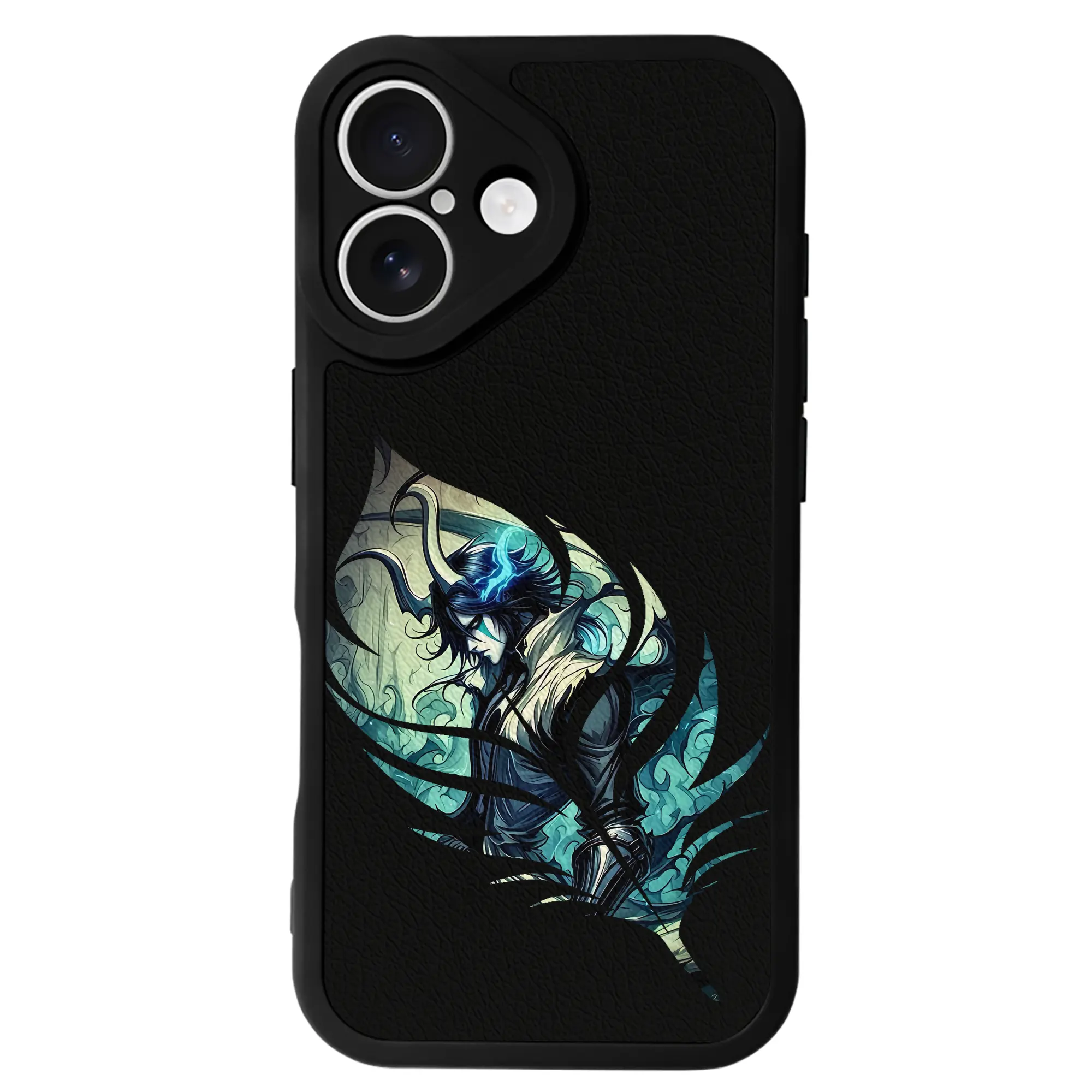 ブリーチ グッズ ウルキオラ・シファー - IPhone 16シリーズ対応 ・ シリコンスマホケース ・ レザー調 ・ 高精度フィット ・ 耐衝撃 ・ ワイヤレス充電対応 ・ 精密カット